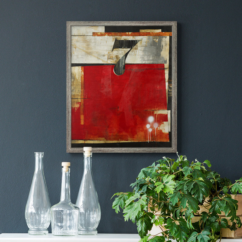 «Lucky No. 7», toile encadrée de qualité supérieure - prête à être accrochée, Gris, H 24 po x l 20 po