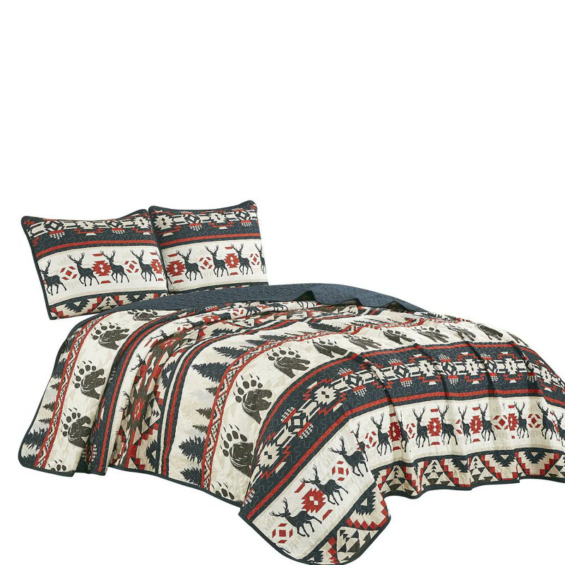 3 Piece Quilt Coverlet Bedspread Bedding Set, King Bedspread + 2 King Shams, Beige Striped