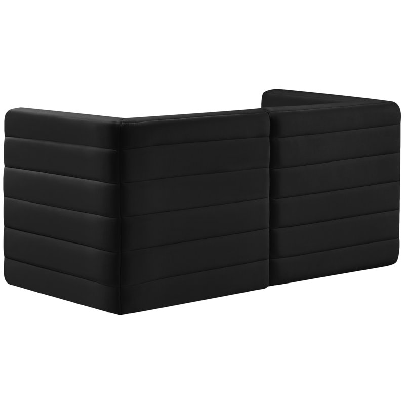 Enso 63'' Velvet Loveseat, Black Velvet