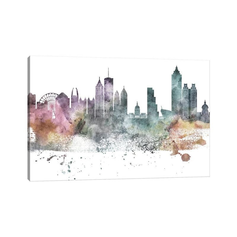 «Washington Pastel Skylines», reproduction sur toile tendue, Atlanta, Géorgie, H 40 po x l 60 po x 1,5 po