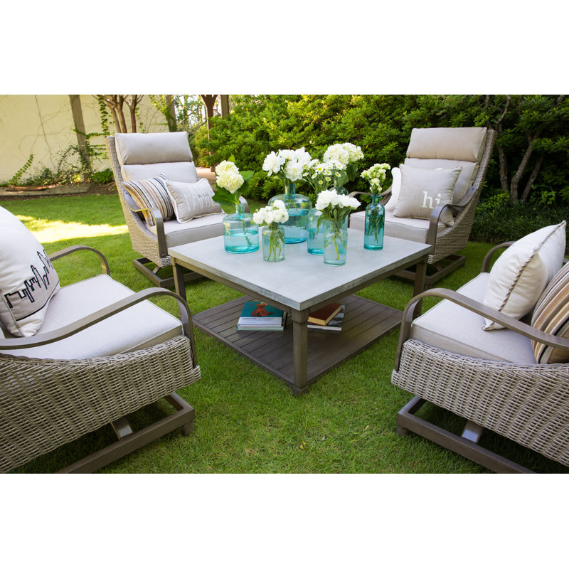 Maddox High Back Patio Chair with Sunbrella Cushions, Cast Ash Sunbrella® Plainweave