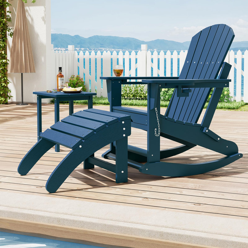 2 repose-pieds en PEHD Adirondack pour l'intérieur et l'extérieur, Marine