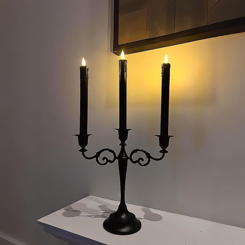 6 Pack Ivory Flameless Taper Candles, 9.5 - inch, Battery: Operated, with Remote Control, ‎Black