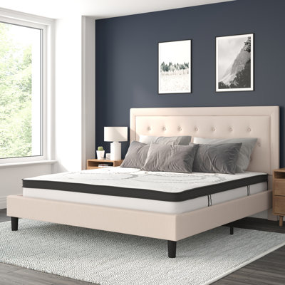Lit plateforme capitonné Aluino Matelas à ressorts ensachés
