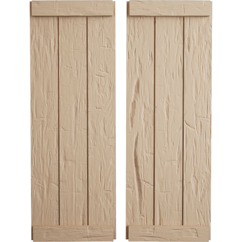 Volets rustiques en faux bois à trois planches jointes avec lattes (par paire), 16", H 44 po x l 16,5 po x P 1 po