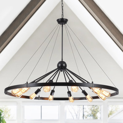 Kelcie 12- Light Large 43.3'' Dimmable Sputnik Wagon Wheel Chandelier