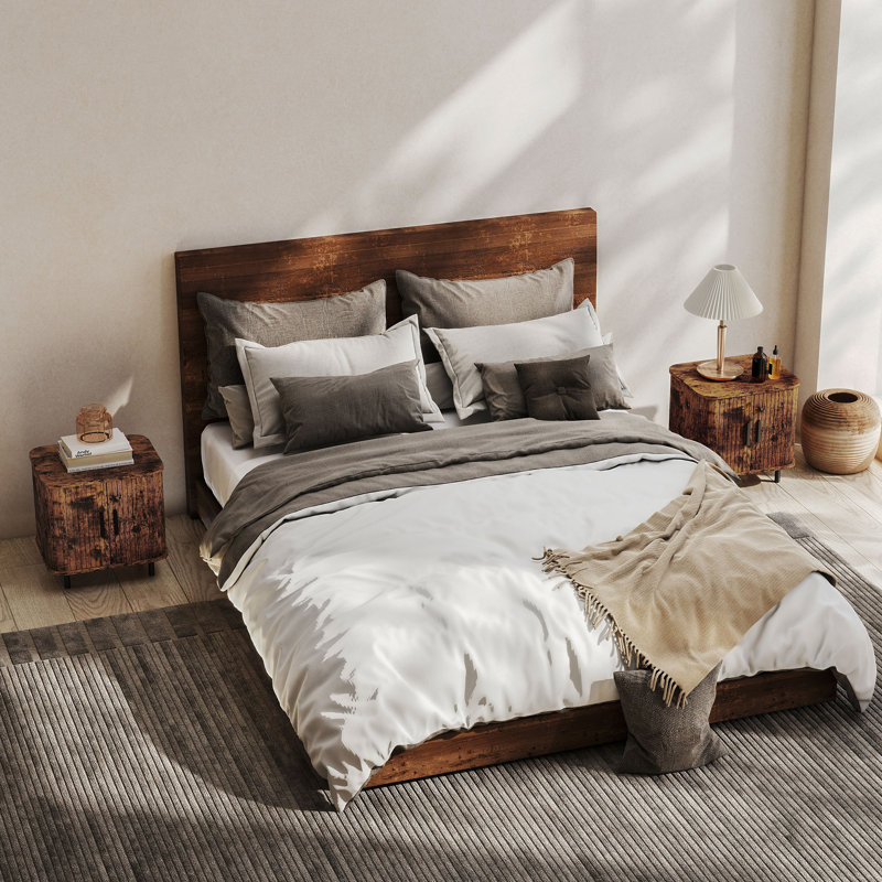 HOMCOM Bedside Table with Roller Shutter Style Sliding Doors Rustic Brown