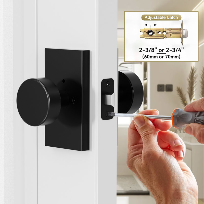 Coolnews Modern Grace Series Metal Privacy Door Knobs, Matte Black