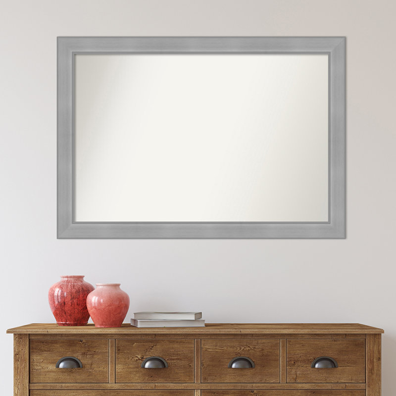 Vista Brushed Nickel Narrow Bathroom Vanity Non-Beveled Wall Mirror, 28.25 " H x 40.25 " W