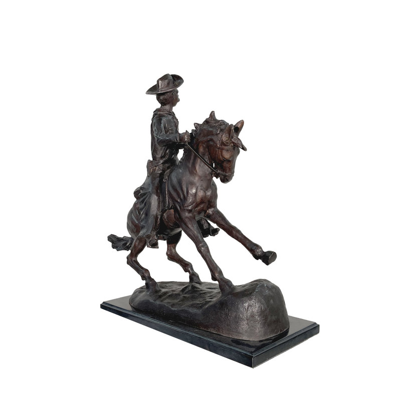 Bronze Frederick Remington Cowboy on Horse Table Top Sculpture