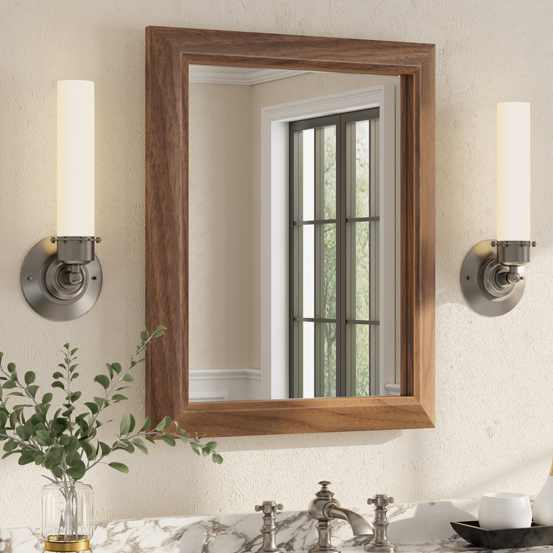 Miroir mural Amara, 28 po x 20 po, Bois brun foncé