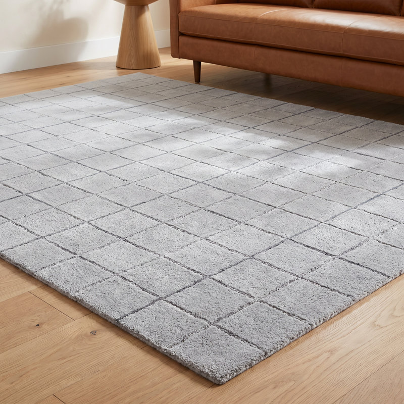 Mallory Gray Hand Tufted Area Rug, Rectangle 8' x 10'