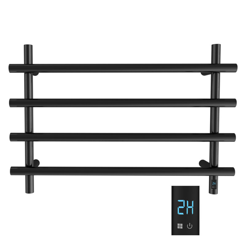 porlae Electric Towel Warmer for Bathroom, Heated Towel Rack With Timer, Classic Black Style