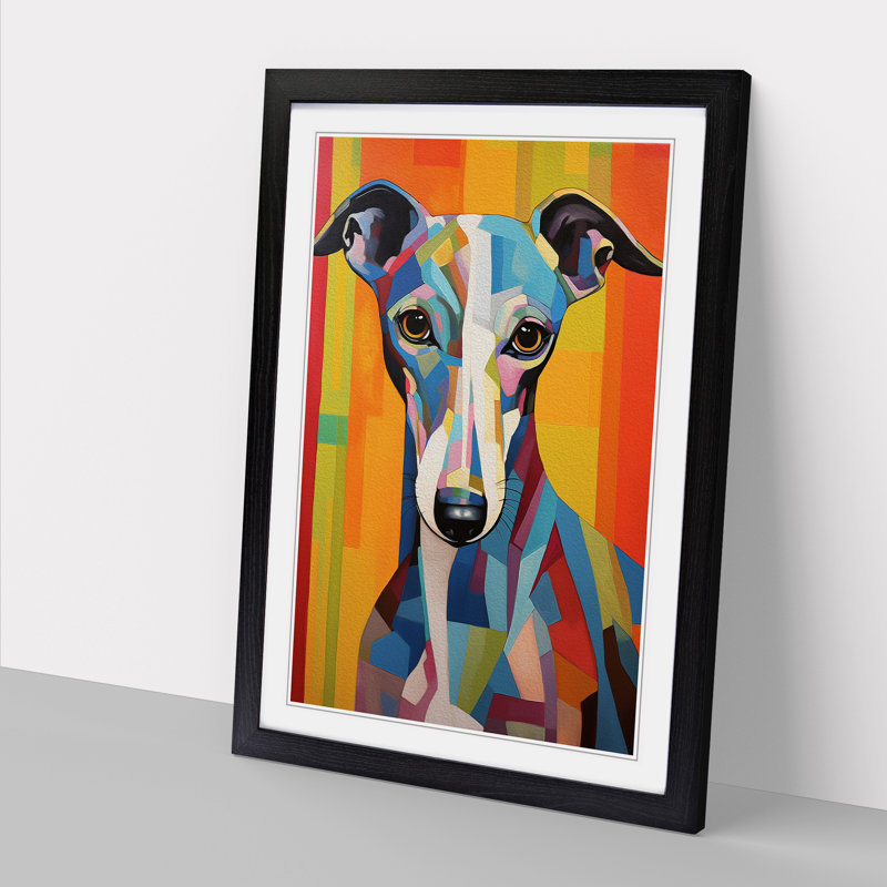 Whippet Art Informel Art - Framed Print, Black Framed, 46cm H x 34cm W