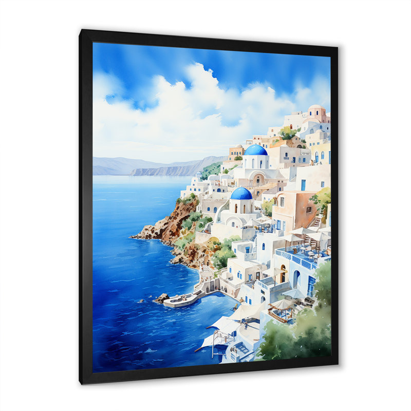 Îles grecques, Santorini Village Dreams II, Cadre simple noir, H 20 po x l 12 po x P 1 po