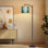 Lampe sur pied à arc avec abat-jour réglable bleu sarcelle, paysage, forêt bleue, panoramique, nature, abstrait, sur pied, 3 températures de couleur, intensité variable, grand lampadaire avec interrupteur au pied pour la chambre à coucher