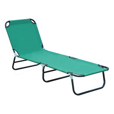 Foldable Outdoor Chaise Lounge Chair, 5-Level Reclining Camping Tanning Chair With Strong Oxford Fabric For Beach, Yard, Patio, Pool, Green
