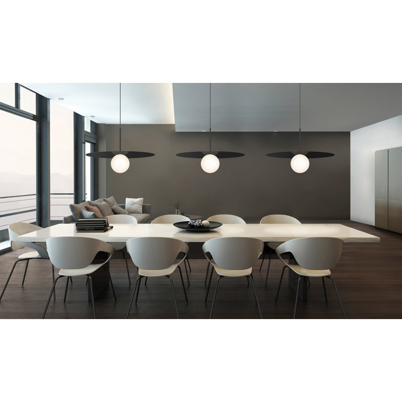 Luminaire suspendu à disque Bola, H 14 po x l 18 po x P 18 po, Noir