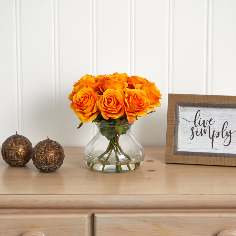 Centre de table Roses dans un vase, Orange
