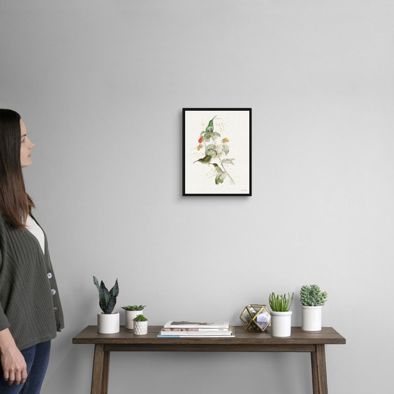 Colibri coloré, art mural sur toile III, H 16 po x l 13 po x P 2 po, Toile encadrée noire