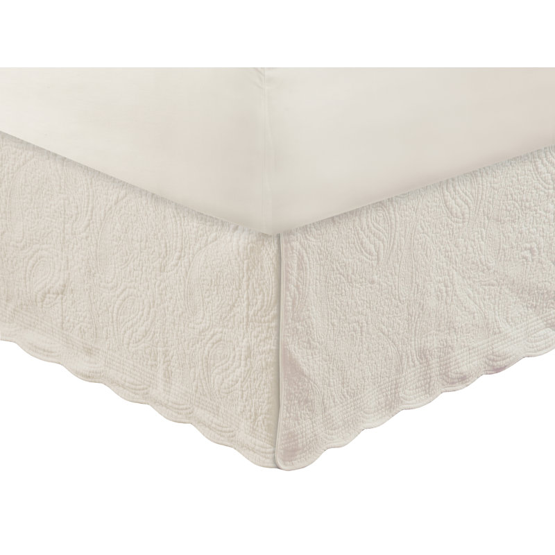 Ivory Twin Paisley Quilted Cotton Bed Skirt