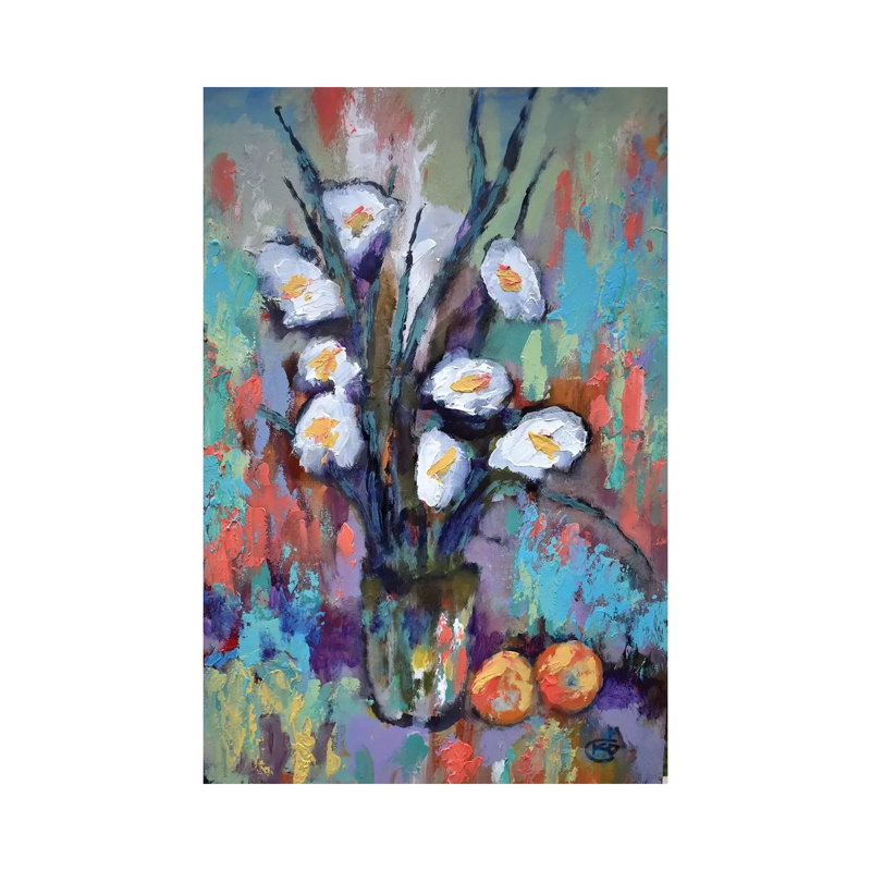 Gladiolas And Peaches by Kip Decker - Wrapped Canvas Painting, 30.48 cm H x 45.72 cm W
