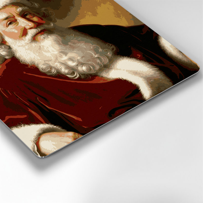«Christmas Santa Claus Portraits», art mural en métal rouge, H 12 po x l 12 po