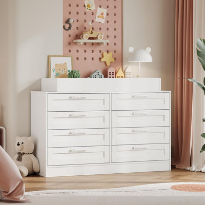 Commode à langer avec 8 tiroirs en bois, table à langer et unité de rangement, sans matelas inclus