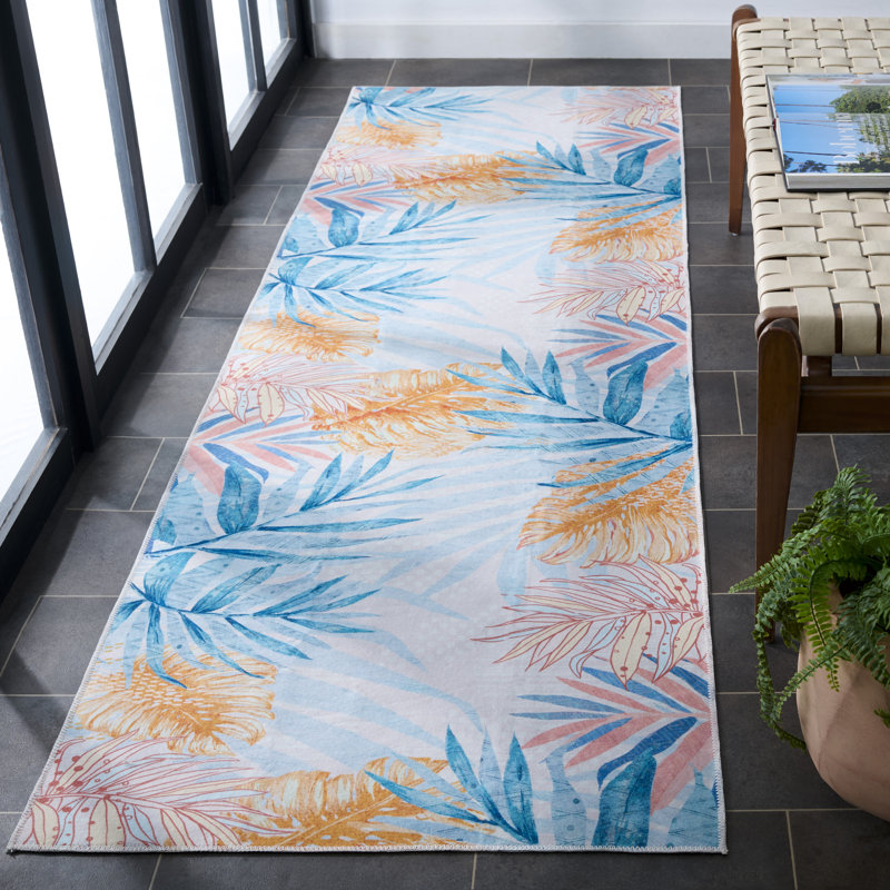 Tapis bleu clair / beige Malibu 841, Tapis de couloir 2 pi 6 po x 8 pi