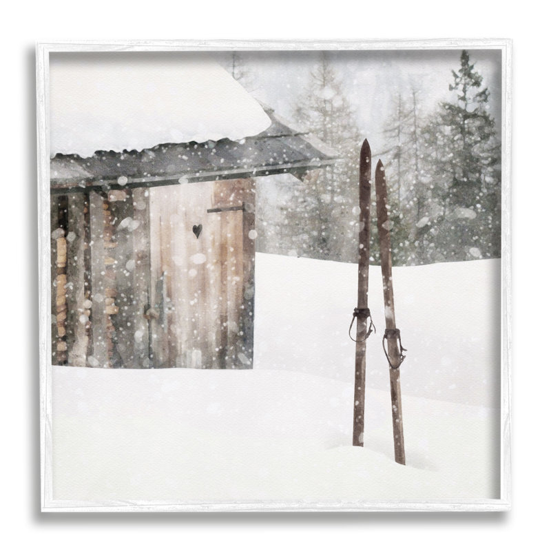 «Winter Cabin», impression sur toile, Giclée encadrée blanc bord de mer, H 24 po x l 24 po x P 1,5 po