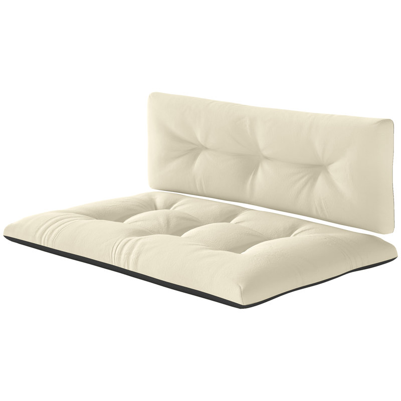 Coussins de remplacement 2 places pour coussins de palette d'extérieur de 3,9 po d'épaisseur - conception capitonnée pour jardin, patio, blanc crème
