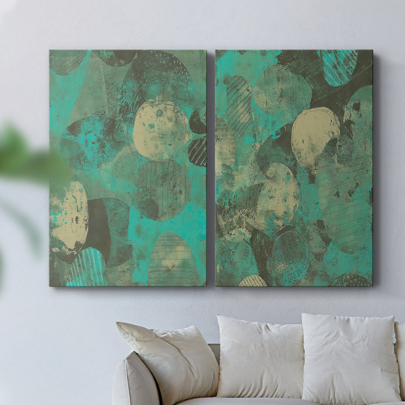 Toile tendue avec châssis Minty Green Orbs I-Premium - prête à être accrochée, H 18 po x l 24 po