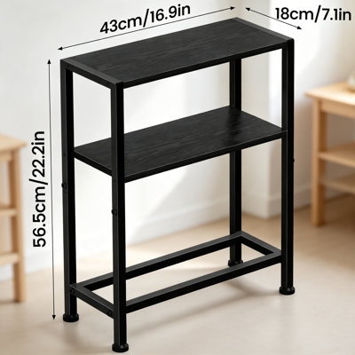 Table d'appoint étroite à 2 niveaux pour petits espaces, table de chevet mince avec tablette pour salon et chambre