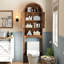 Armoire de rangement indépendante en arc de cercle au-dessus des toilettes-727734929