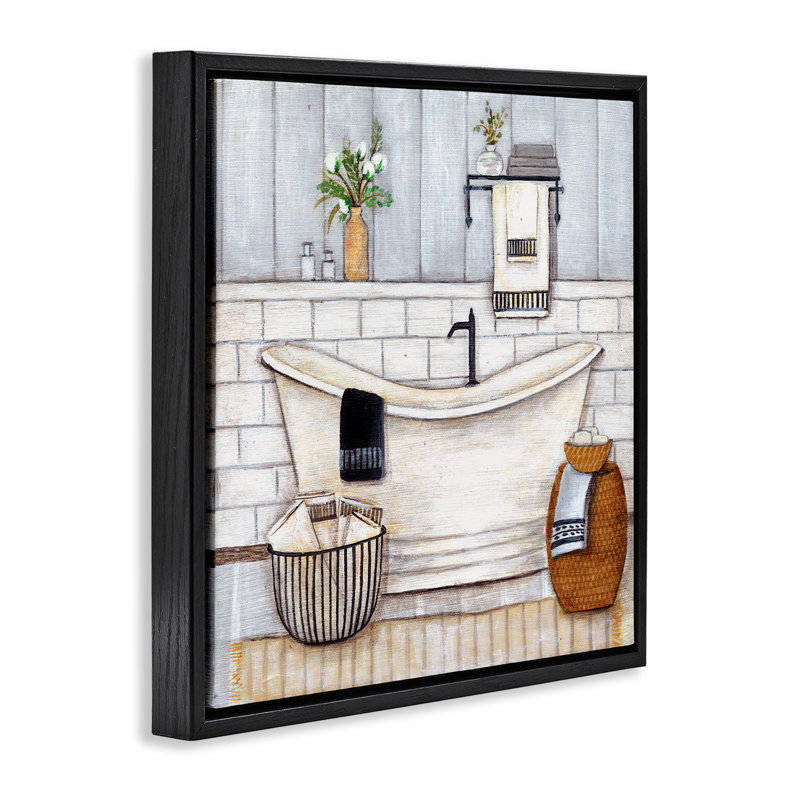 Art mural sur toile flottant avec salle de bain, Cadre flottant noir de jais, H 18 po x l 18 po