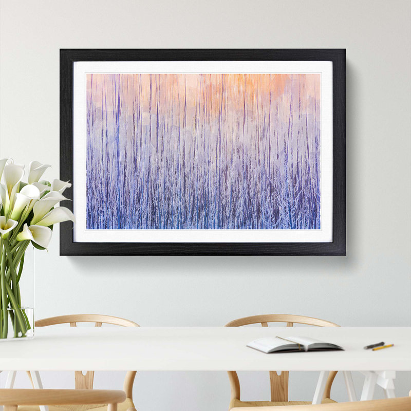 Warm Winter Forest in Abstract - Picture Frame Graphic Art Print, 50cm H x 76cm W x 2cm D, Black