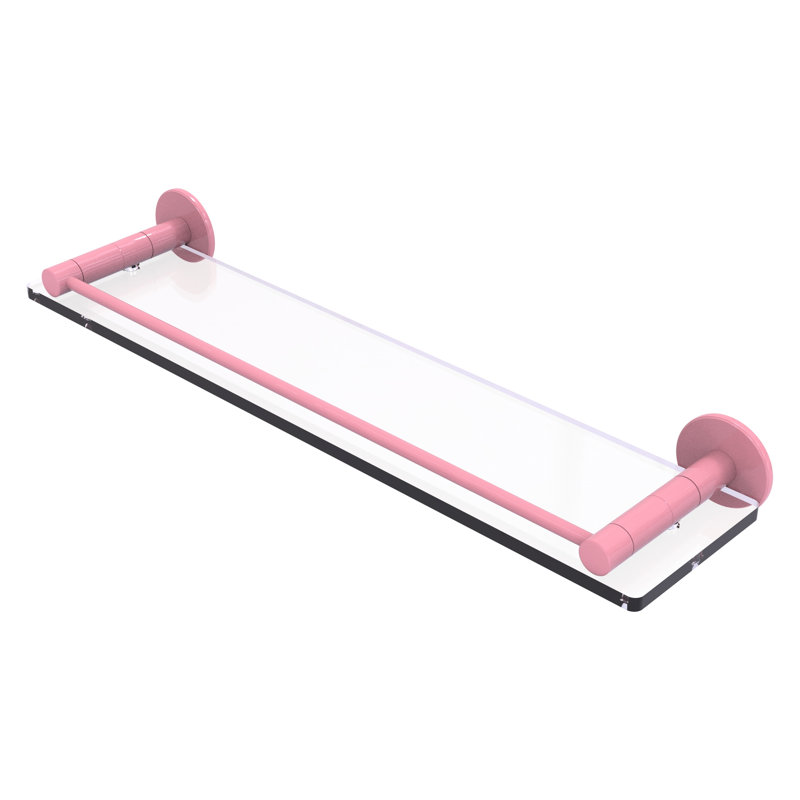 Tablette en verre avec rail de meuble-lavabo Fresno, H 2 po x l 22 po x P 5 po, Rose