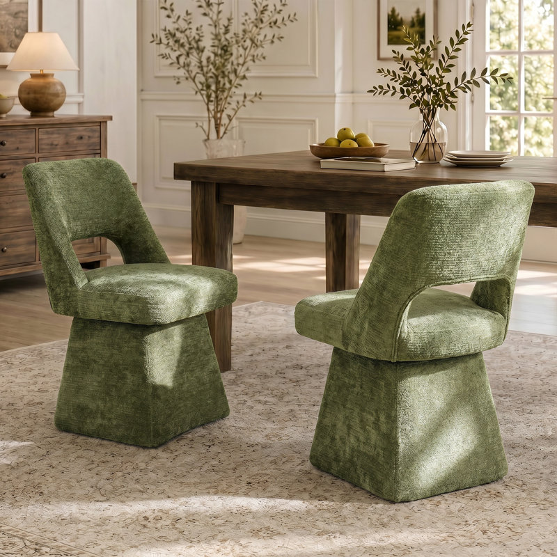 Chaise rembourrée pivotante, Vert