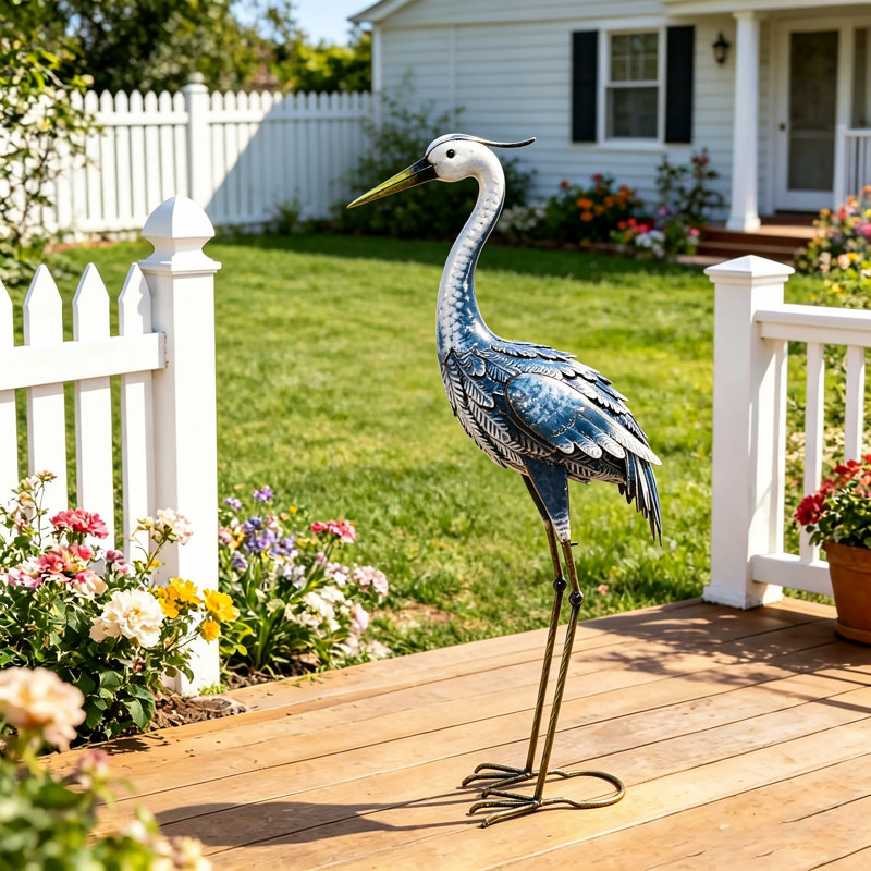 Jovanta Crane Metal Garden Statue