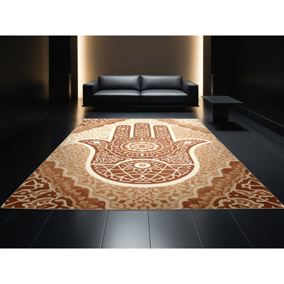 Tapis moelleux moelleux d'inspiration mondiale Suydam - reliure beige