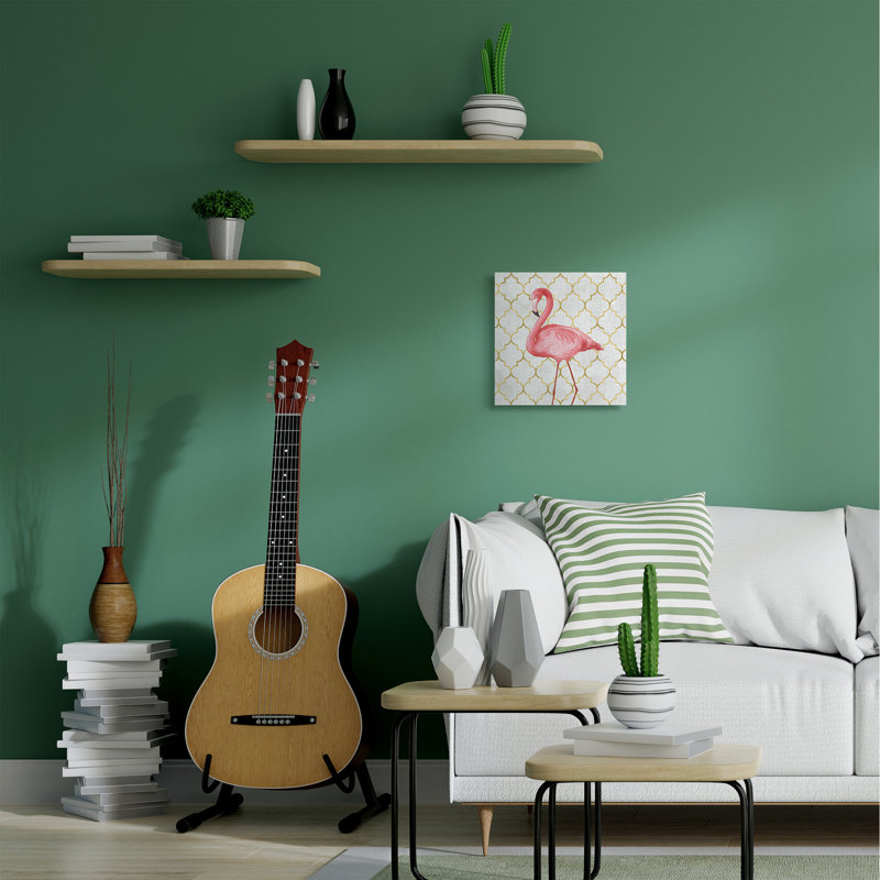 «Flamingo Animal Pink Gold Design», impression, Toile tendue, H 17 po x l 17 po