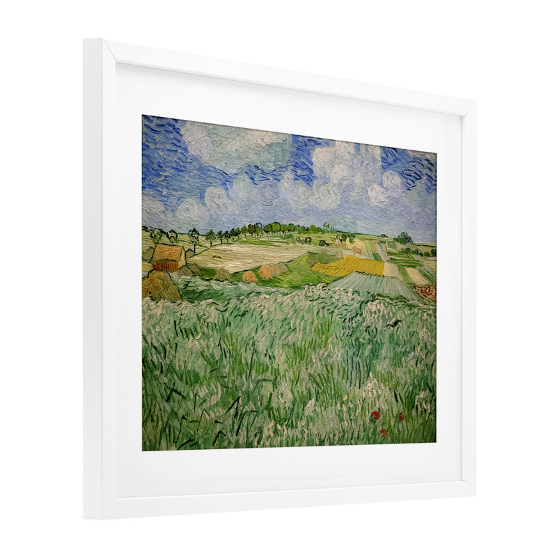 «Plain Near Auvers», reproduction d'art sous verre encadrée, design par Vincent Van Gogh, H 13 po x l 16 po