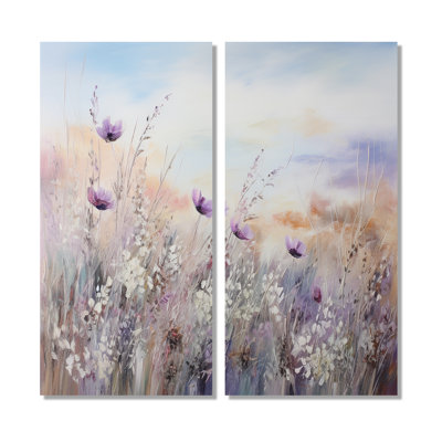 Minimal Purple Herbs Country Charm - Pink Traditional Wall Art