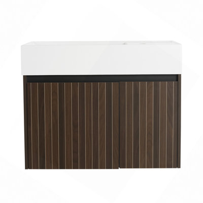 Armoire de salle de bain 30 po avec lavabo, portes à fermeture douce, fixation flottante, pour petite salle de bain