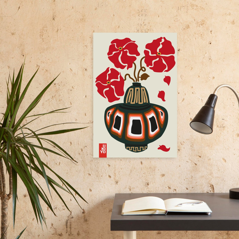 Contemporary Art Colourful Retro Flower Art, 24" H x 16" W