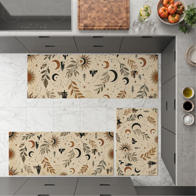 Botanical Moon Non-Slip Washable Kitchen Mats