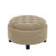 Repose-pieds de rangement de 25 pouces, repose-pieds rond, repose-pieds de table basse, table d'appoint en bois, pouf rembourré en tissu, petit meuble de rangement, rangement caché, décor de maison de campagne moderne, salon, chambre à coucher-432982161