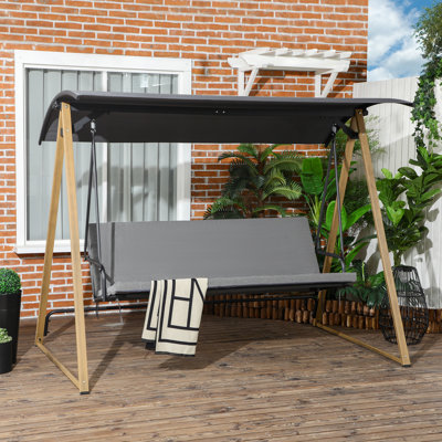 Anuva 3 Seater Garden Swing Bench with Adjustable Canopy and Cushioned Seat