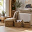 Paniers décoratifs artisanaux avec poignées pour rangement sur étagère - Organisateur de maison texturé et multifonctionnel - Ensemble de 3, 56 cm, 48 cm, 36 cm, brun et beige