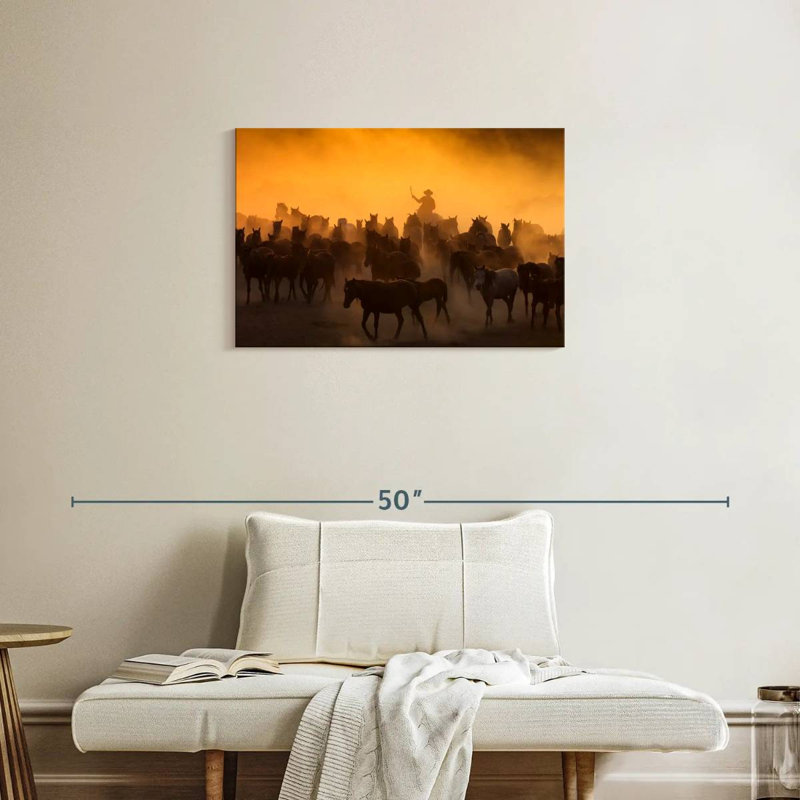 Lelar Herding Horses, 20" H x 30" W